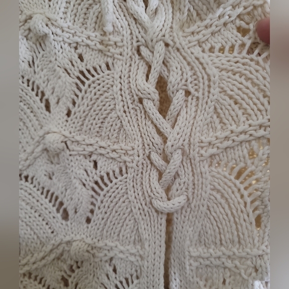 NWT Zara Ruffled Knit Drawstring Top in Cream XS Flounce Hem Tie Front Closure - Picture 8 of 8